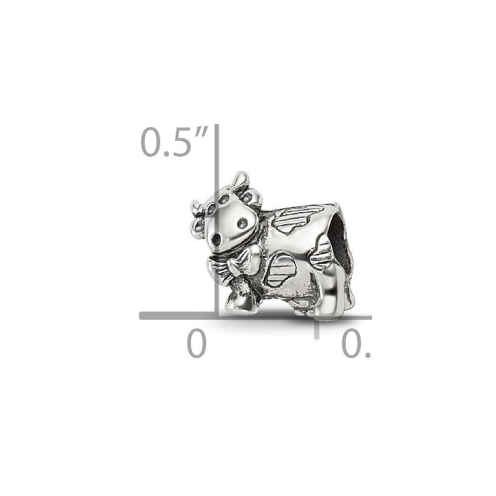 Sterling Silver Reflections Kids Cow W/ Bow Bead