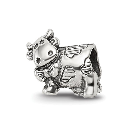 Sterling Silver Reflections Kids Cow W/ Bow Bead