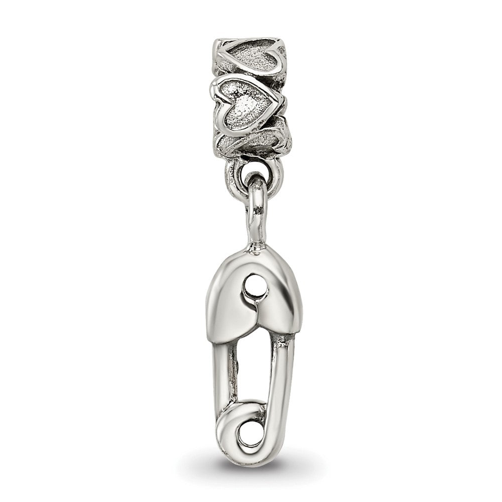 Sterling Silver Kids Collection Safety Pin Dangle Reflections Bead