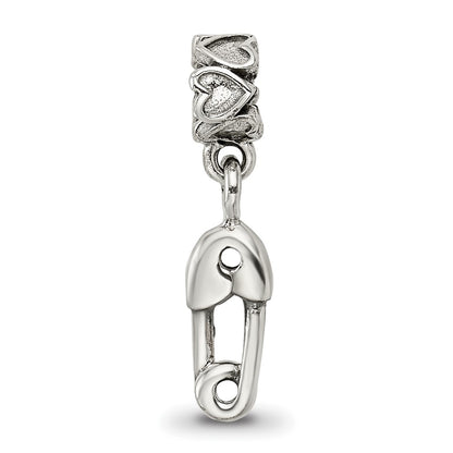 Sterling Silver Kids Collection Safety Pin Dangle Reflections Bead