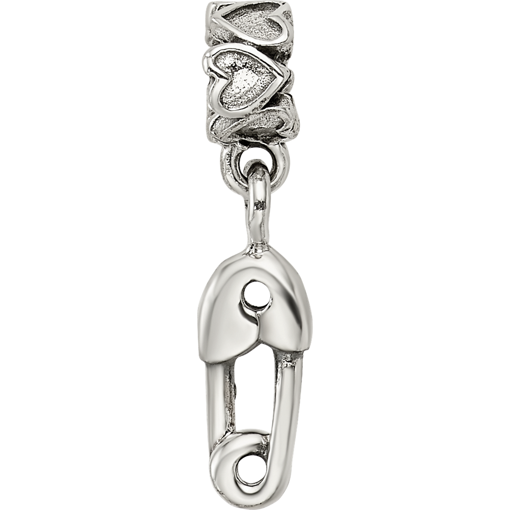 Sterling Silver Kids Collection Safety Pin Dangle Reflections Bead
