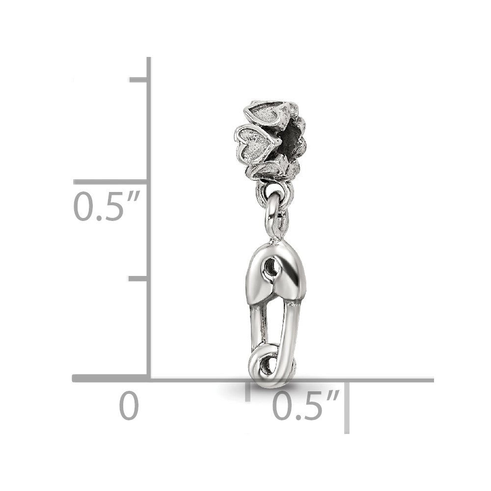Sterling Silver Kids Collection Safety Pin Dangle Reflections Bead