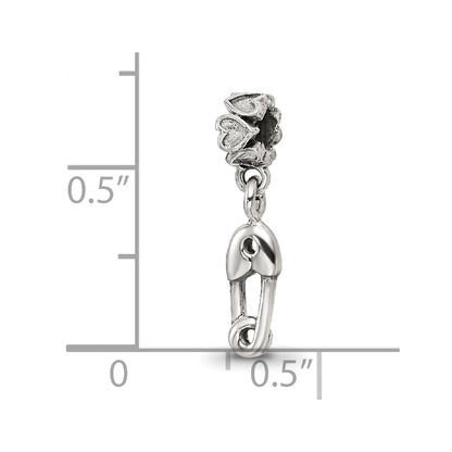 Sterling Silver Kids Collection Safety Pin Dangle Reflections Bead