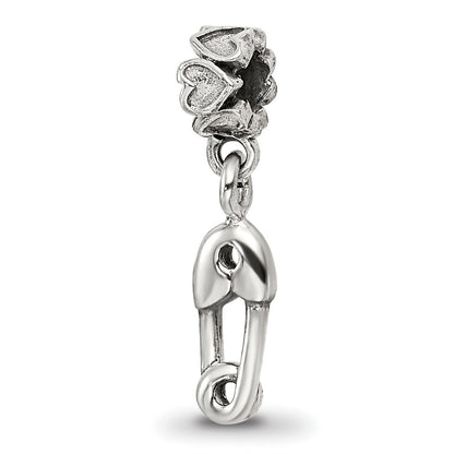 Sterling Silver Kids Collection Safety Pin Dangle Reflections Bead