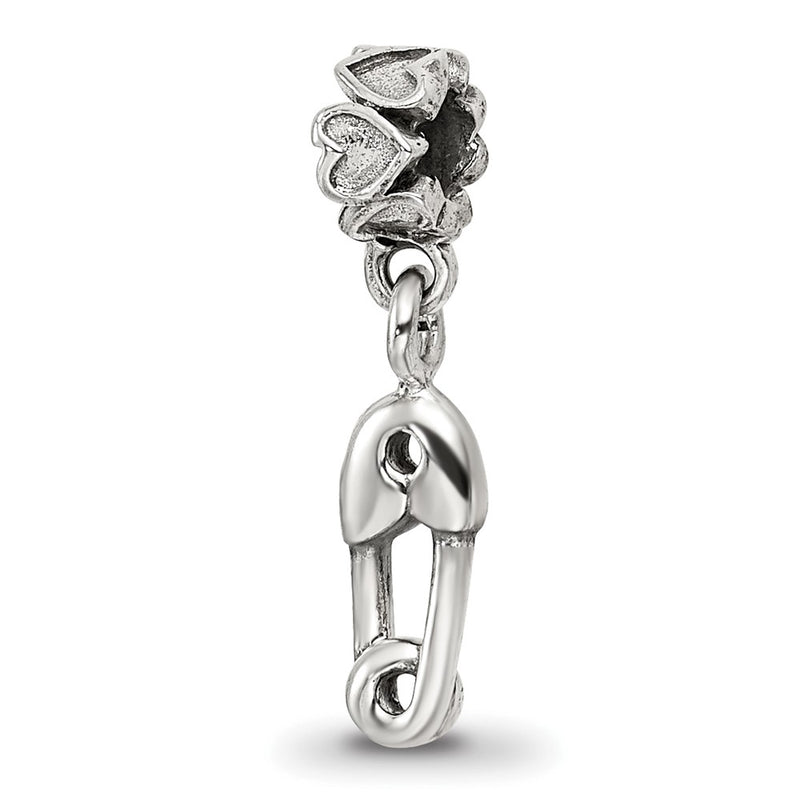 Sterling Silver Kids Collection Safety Pin Dangle Reflections Bead