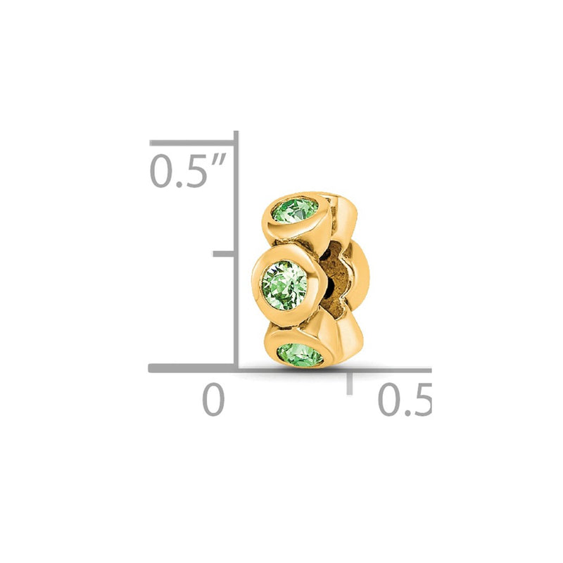 Ss/Gold Plated Sterling Silver Gold-Plated Reflections Aug Green Preciosa Crystal Bead