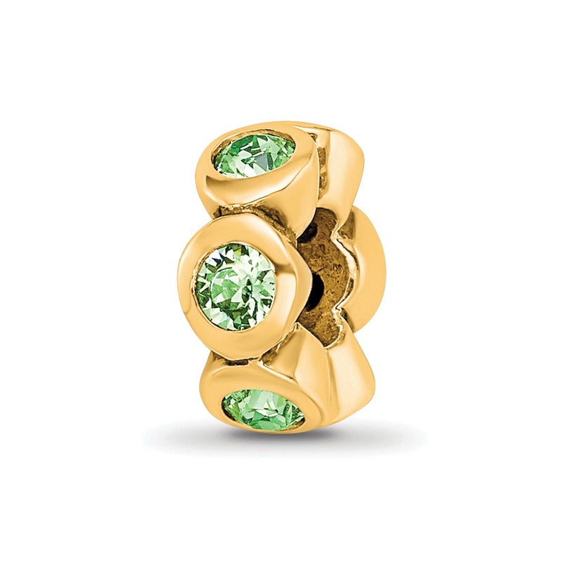 Ss/Gold Plated Sterling Silver Gold-Plated Reflections Aug Green Preciosa Crystal Bead