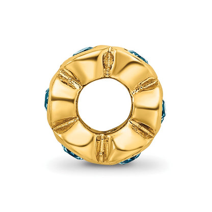 Ss/Gold Plated Sterling Silver Gold-Plated Reflections Dec Blue Preciosa Crystal Bead