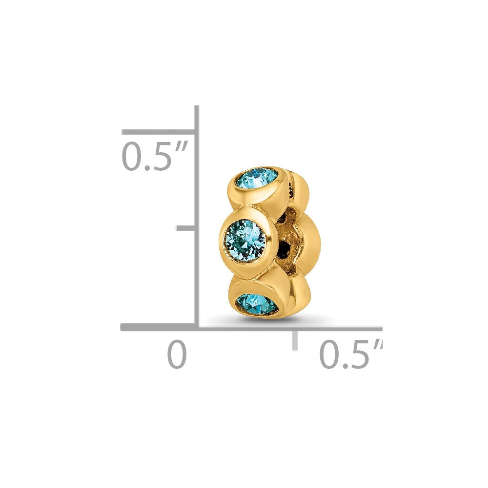 Ss/Gold Plated Sterling Silver Gold-Plated Reflections Dec Blue Preciosa Crystal Bead