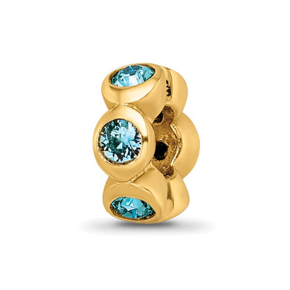 Ss/Gold Plated Sterling Silver Gold-Plated Reflections Dec Blue Preciosa Crystal Bead