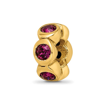 Ss/Gold Plated Sterling Silver Gold-Plated Reflections Feb Purple Preciosa Crystal Bead
