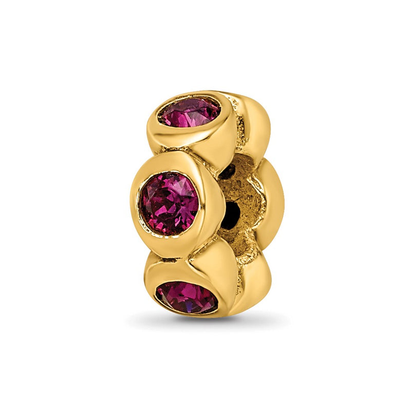 Ss/Gold Plated Sterling Silver Gold-Plated Reflections Feb Purple Preciosa Crystal Bead