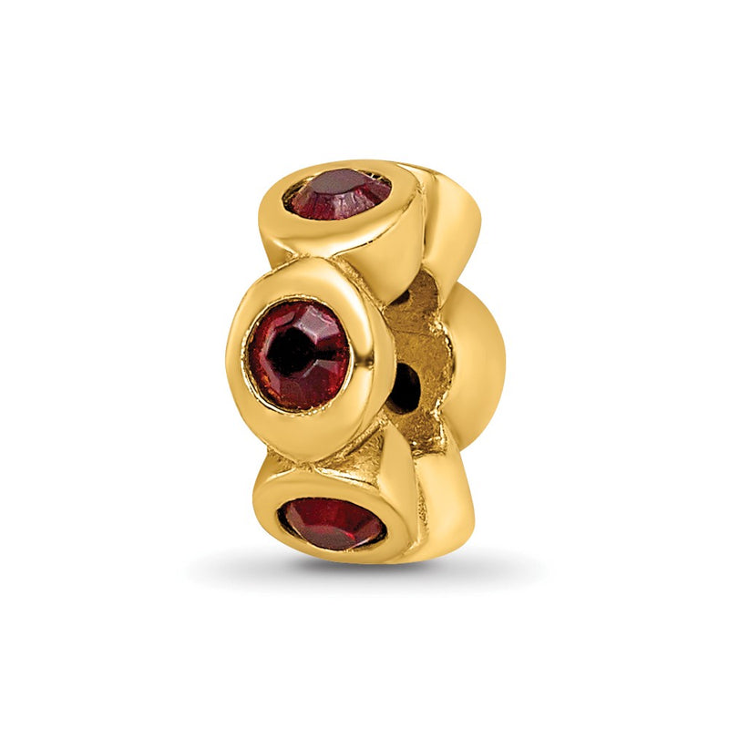 Ss/Gold Plated Sterling Silver Gold-Plated Reflections Jan Red Preciosa Crystal Bead