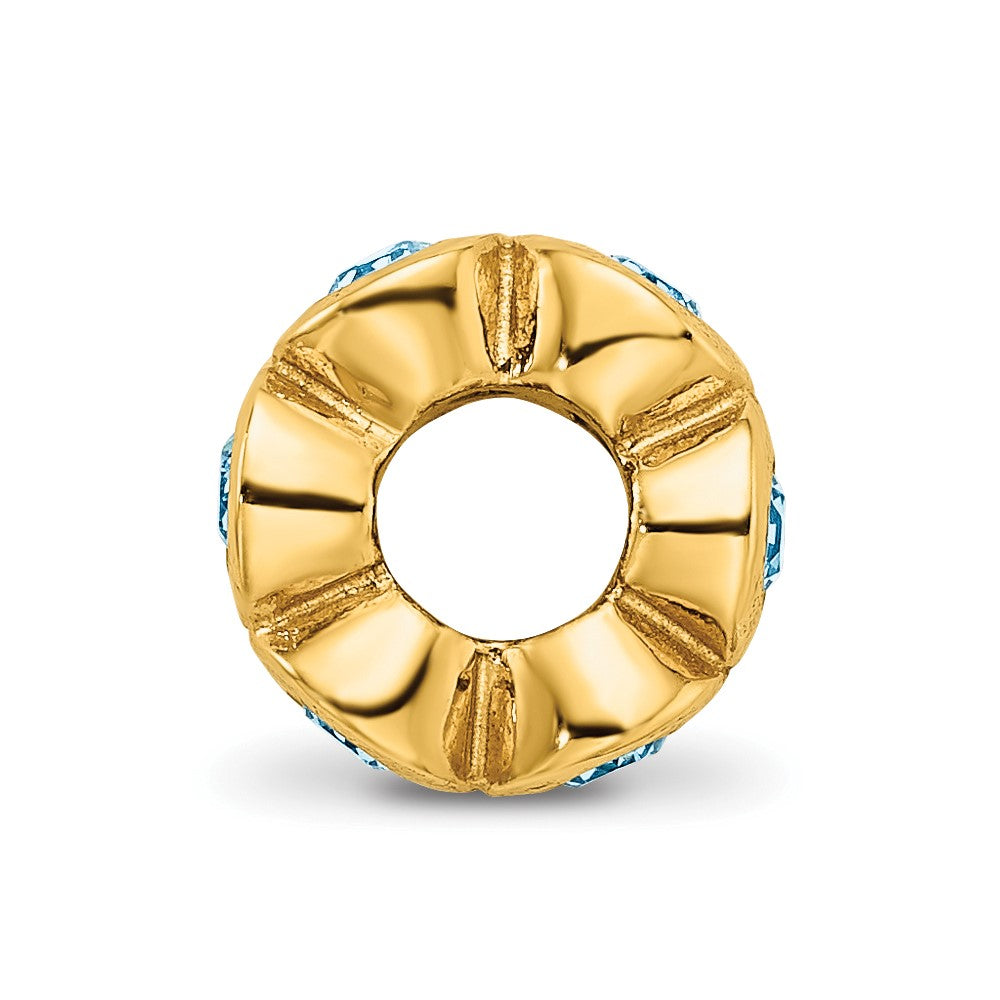 Ss/Gold Plated Sterling Silver Gold-Plated Reflections March Blue Preciosa Crystal Bead