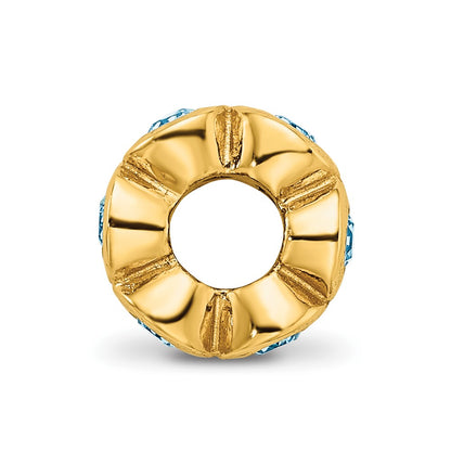 Ss/Gold Plated Sterling Silver Gold-Plated Reflections March Blue Preciosa Crystal Bead