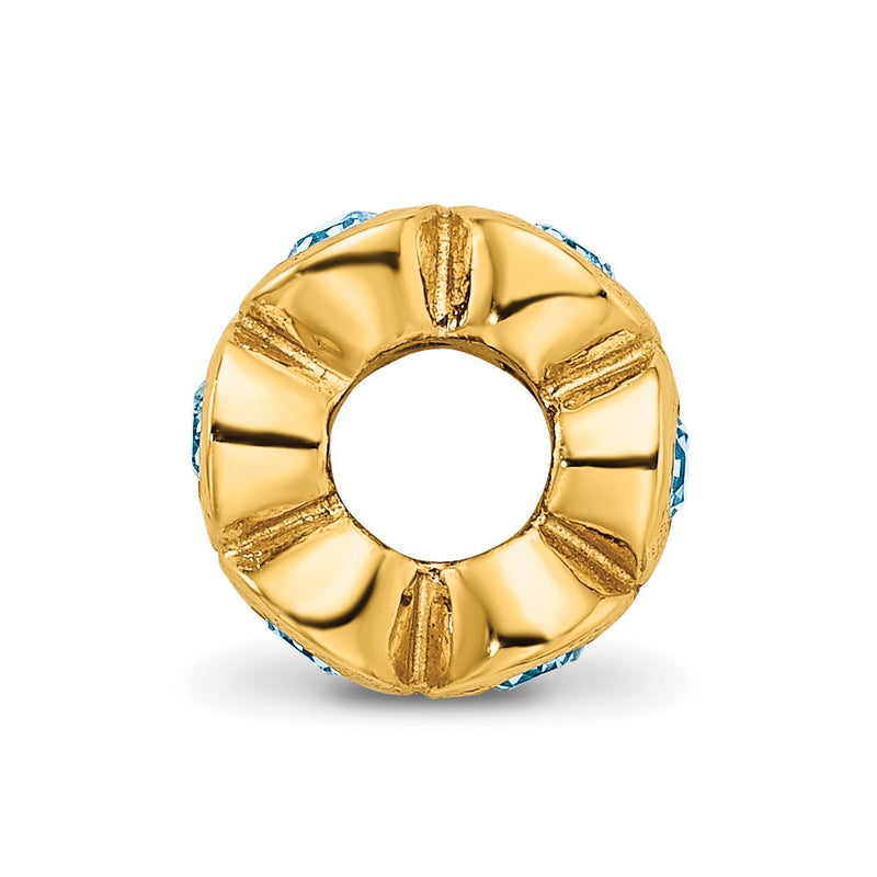 Ss/Gold Plated Sterling Silver Gold-Plated Reflections March Blue Preciosa Crystal Bead