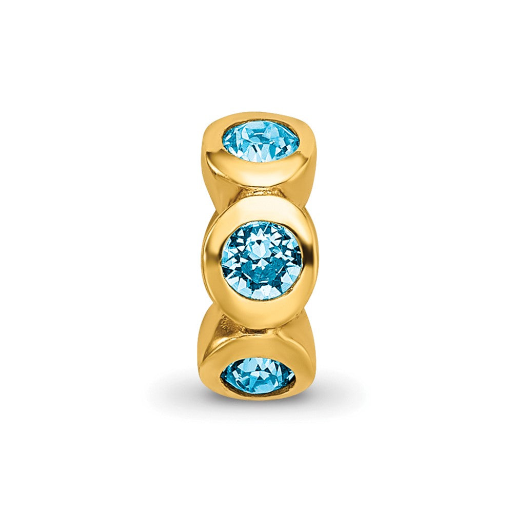 Ss/Gold Plated Sterling Silver Gold-Plated Reflections March Blue Preciosa Crystal Bead