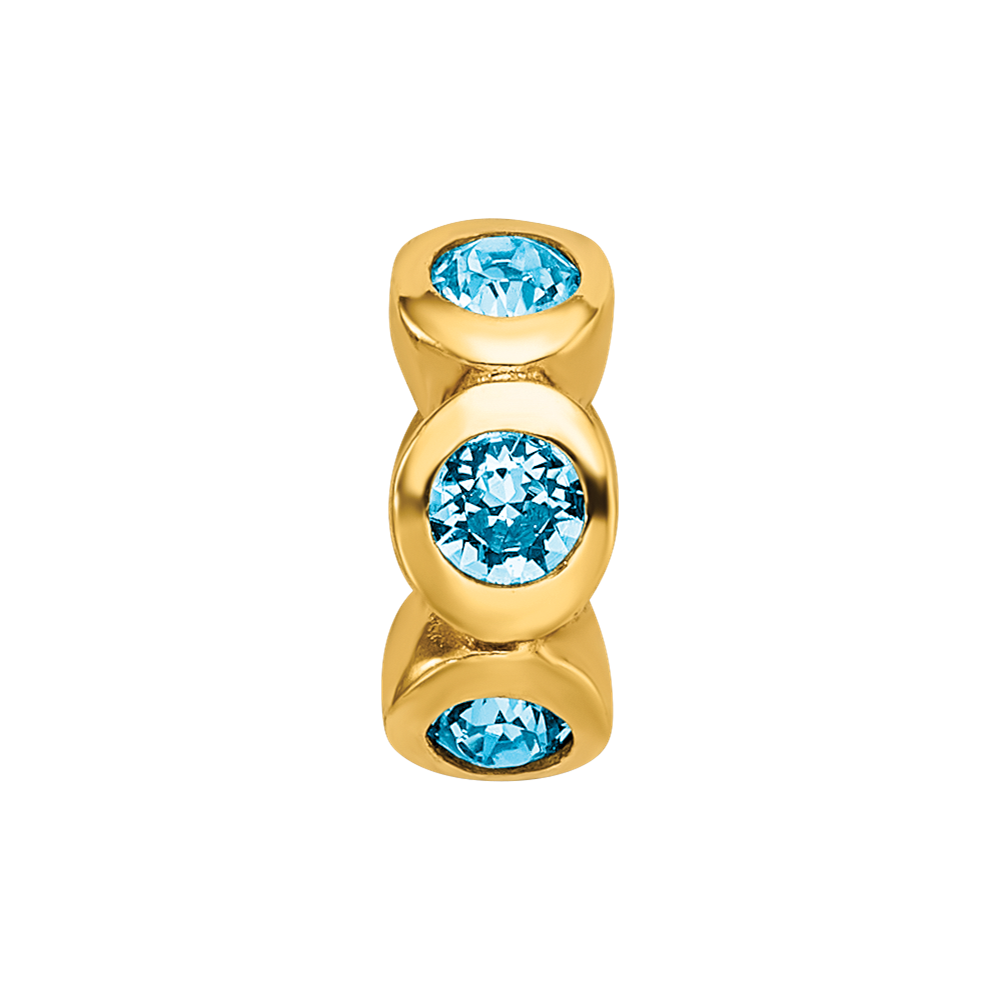 Ss/Gold Plated Sterling Silver Gold-Plated Reflections March Blue Preciosa Crystal Bead
