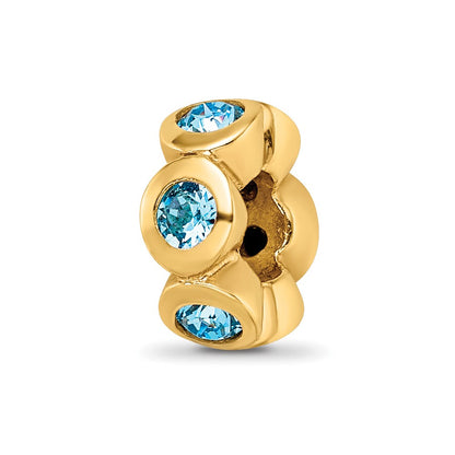 Ss/Gold Plated Sterling Silver Gold-Plated Reflections March Blue Preciosa Crystal Bead