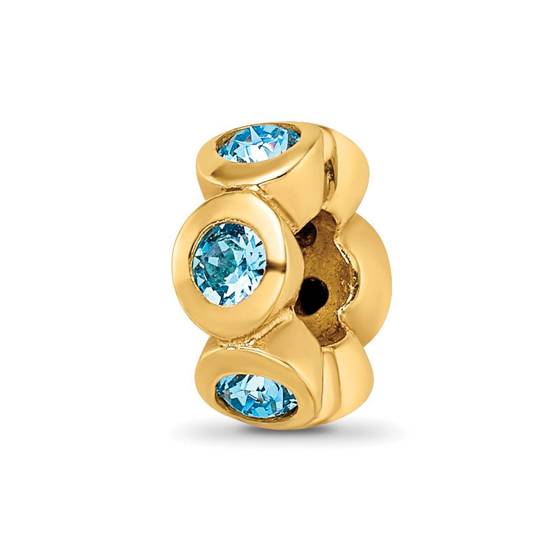Ss/Gold Plated Sterling Silver Gold-Plated Reflections March Blue Preciosa Crystal Bead