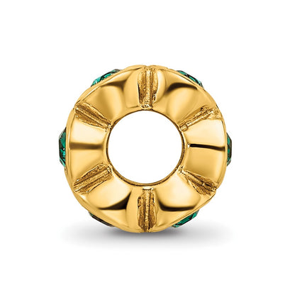 Ss/Gold Plated Sterling Silver Gold-Plated Reflections May Green Preciosa Crystal Bead