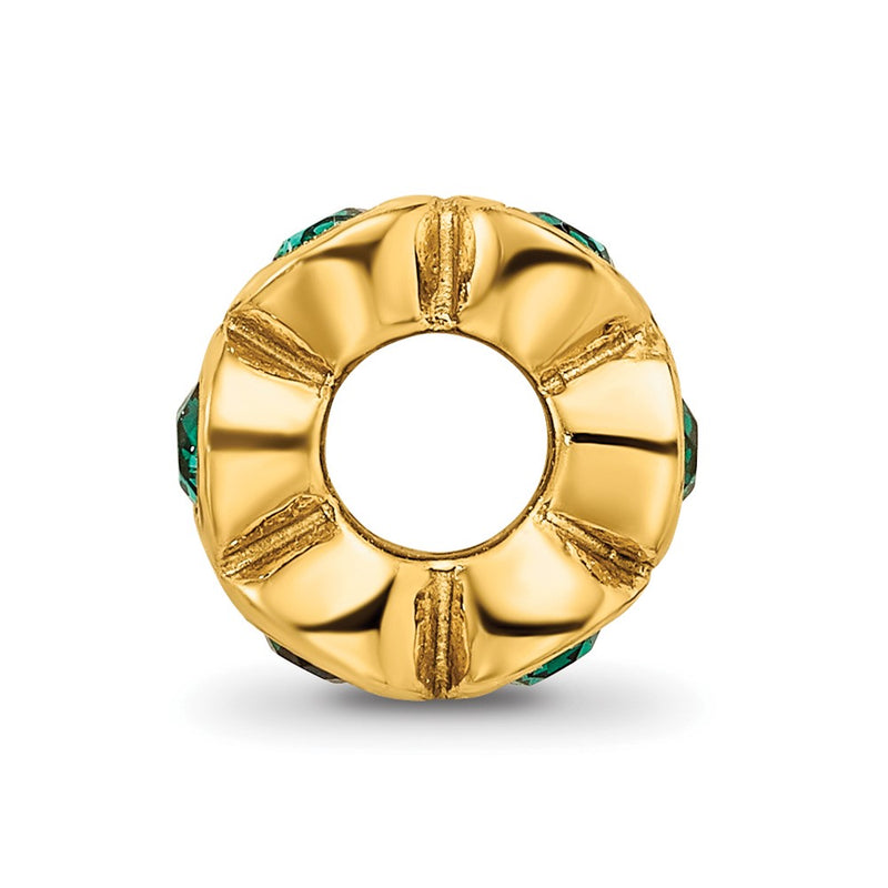 Ss/Gold Plated Sterling Silver Gold-Plated Reflections May Green Preciosa Crystal Bead