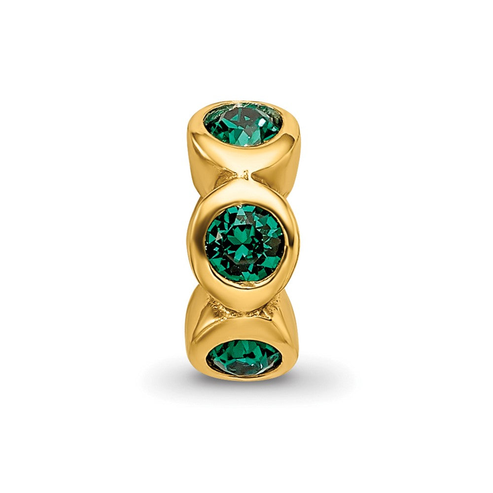 Ss/Gold Plated Sterling Silver Gold-Plated Reflections May Green Preciosa Crystal Bead