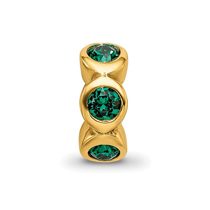 Ss/Gold Plated Sterling Silver Gold-Plated Reflections May Green Preciosa Crystal Bead