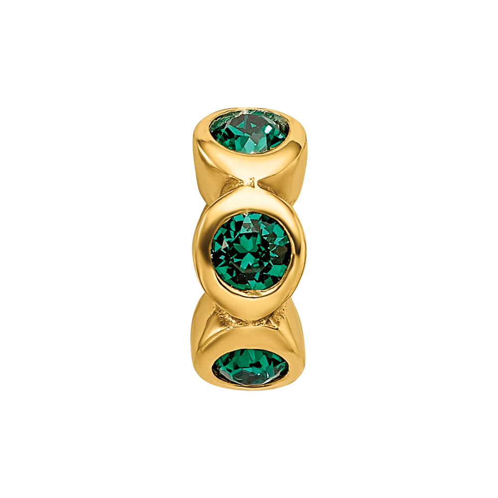 Ss/Gold Plated Sterling Silver Gold-Plated Reflections May Green Preciosa Crystal Bead