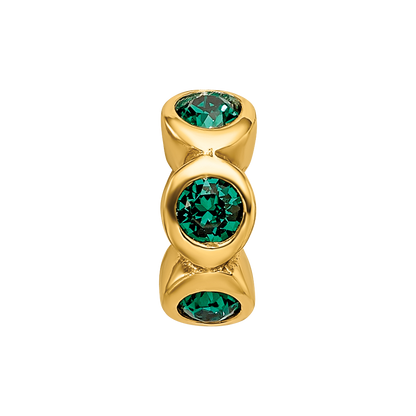 Ss/Gold Plated Sterling Silver Gold-Plated Reflections May Green Preciosa Crystal Bead