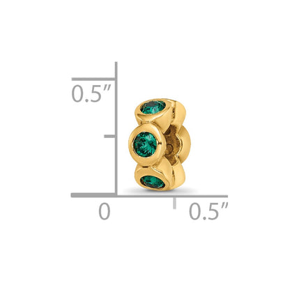 Ss/Gold Plated Sterling Silver Gold-Plated Reflections May Green Preciosa Crystal Bead