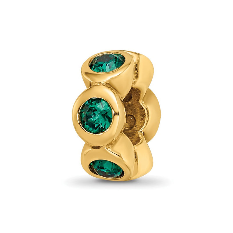 Ss/Gold Plated Sterling Silver Gold-Plated Reflections May Green Preciosa Crystal Bead