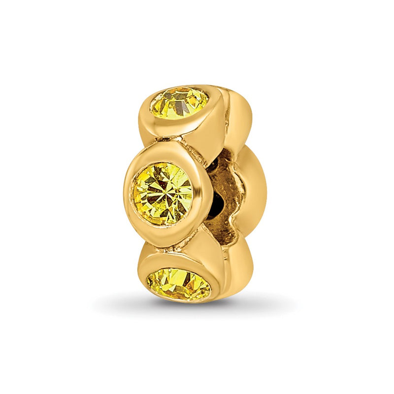 Ss/Gold Plated Sterling Silver Gold-Plated Reflections Nov Yellow Preciosa Crystal Bead
