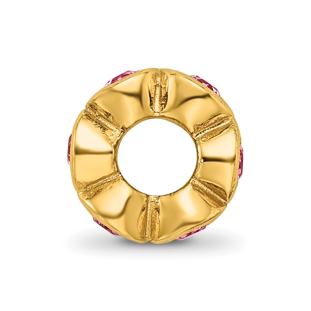 Ss/Gold Plated Sterling Silver Gold-Plated Reflections Oct Pink Preciosa Crystal Bead