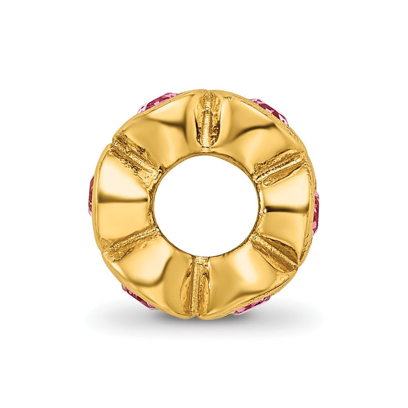 Ss/Gold Plated Sterling Silver Gold-Plated Reflections Oct Pink Preciosa Crystal Bead