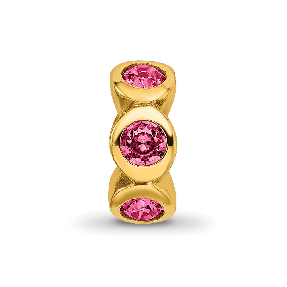 Ss/Gold Plated Sterling Silver Gold-Plated Reflections Oct Pink Preciosa Crystal Bead