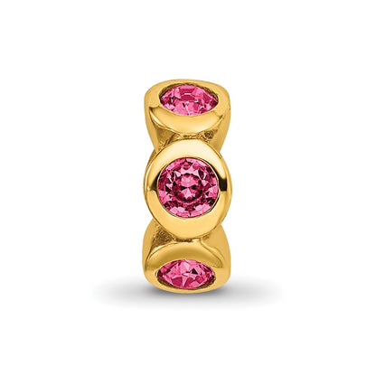 Ss/Gold Plated Sterling Silver Gold-Plated Reflections Oct Pink Preciosa Crystal Bead