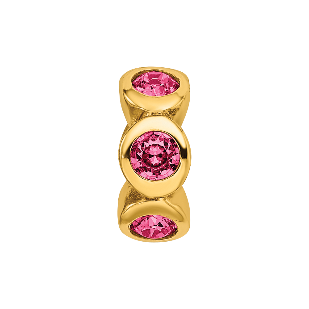 Ss/Gold Plated Sterling Silver Gold-Plated Reflections Oct Pink Preciosa Crystal Bead