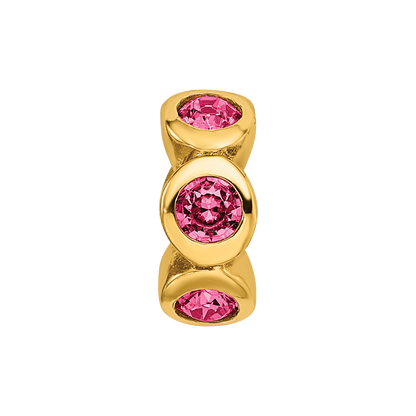 Ss/Gold Plated Sterling Silver Gold-Plated Reflections Oct Pink Preciosa Crystal Bead