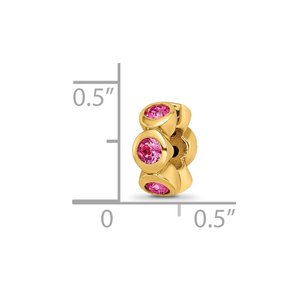 Ss/Gold Plated Sterling Silver Gold-Plated Reflections Oct Pink Preciosa Crystal Bead