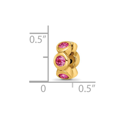 Ss/Gold Plated Sterling Silver Gold-Plated Reflections Oct Pink Preciosa Crystal Bead
