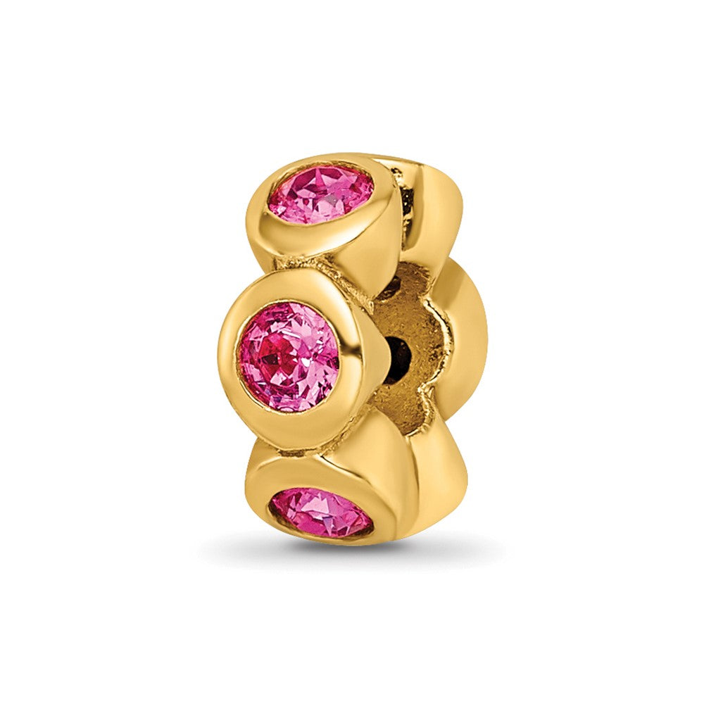 Ss/Gold Plated Sterling Silver Gold-Plated Reflections Oct Pink Preciosa Crystal Bead