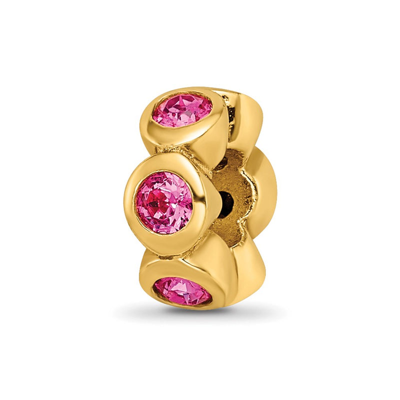 Ss/Gold Plated Sterling Silver Gold-Plated Reflections Oct Pink Preciosa Crystal Bead