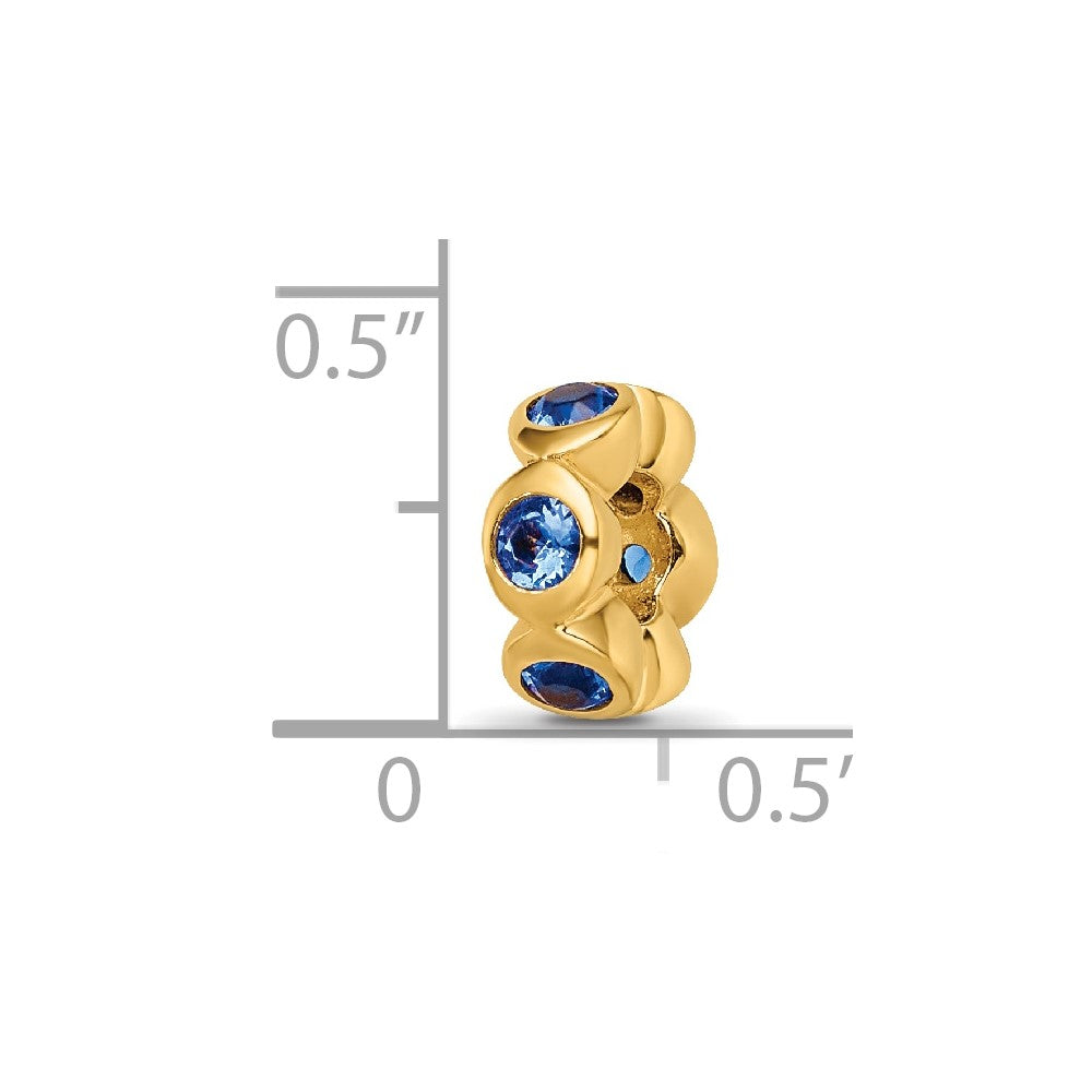 Ss/Gold Plated Sterling Silver Gold-Plated Reflections Sept Blue Preciosa Crystal Bead
