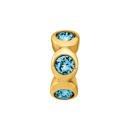 Ss/Gold Plated Sterling Silver Gold-Plated Reflections Dec Blue Preciosa Crystal Bead