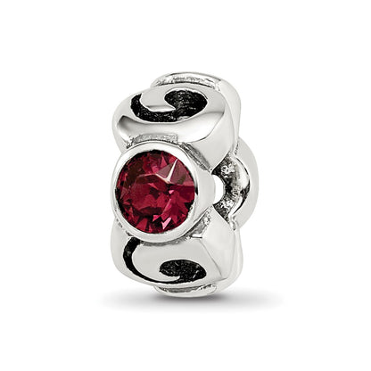 Sterling Silver Reflections June Red Preciosa Crystal Birthstone Bead