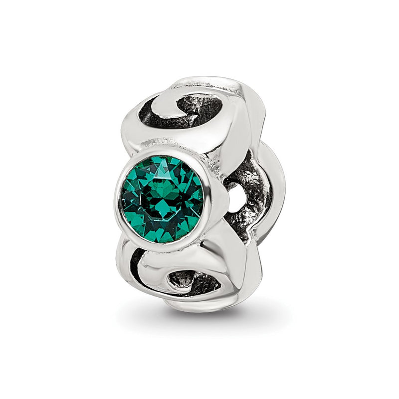 Sterling Silver Reflections May Green Preciosa Crystal Birthstone Bead