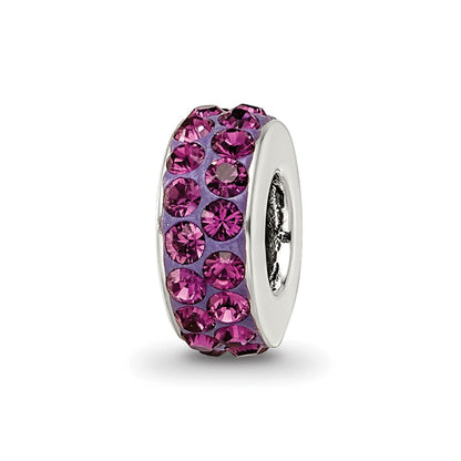 Sterling Silver Reflections Feb Double Row Preciosa Crystal Bead
