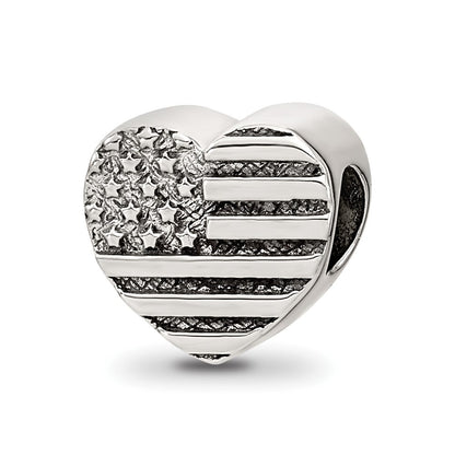 Sterling Silver Reflections Heart Flag Bead