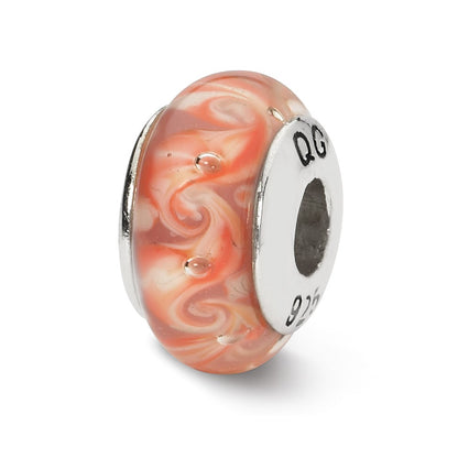 Sterling Silver Reflections Pink/Red Swirl Hand-Blown Glass Bead